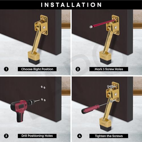 LAPO Premium 5-Inch Rubber Door Stopper with Screw | Heavy Duty Wooden Door Stopper for Home, Office, Hotel | Gold Finish | Strong Grip Door Holder for All Surfaces (Pack of 1) - Image 3