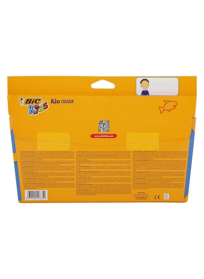 Bic أقلام تلوين للأطفال من مجموعة Kid Couleur، أقلام تلوين برأس لباد، ألوان متنوعة، محفظة من الورق المقوى تحتوي على 24 قلمًا  - Image 5