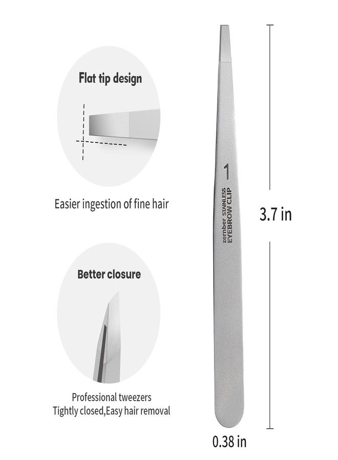 ZERNBER Stainless Steel Precision Eyebrow Tweezers Flat Tweezers for Eyebrows for Women-for Facial Hair and Ingrown Hair Removal Beauty Tools - Image 4