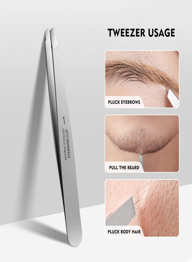 ZERNBER Stainless Steel Precision Eyebrow Tweezers Flat Tweezers for Eyebrows for Women-for Facial Hair and Ingrown Hair Removal Beauty Tools - Image 5