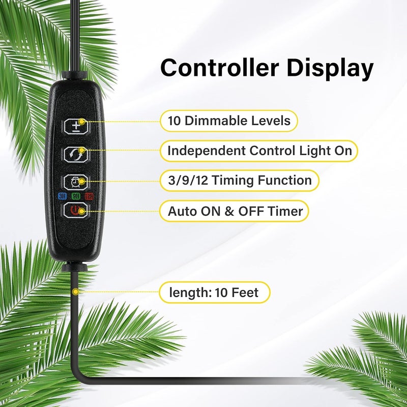 iPower iPower 40W Light Strips Full Spectrum for Indoor Plants with Auto ONOff 3912H Timer 10 Dimmable Levels 48 LEDs Sunlike Grow Lamp 6 Tubes Mix  - Image 3