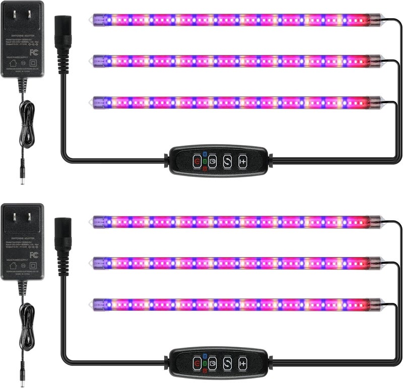 iPower iPower 40W Light Strips Full Spectrum for Indoor Plants with Auto ONOff 3912H Timer 10 Dimmable Levels 48 LEDs Sunlike Grow Lamp 6 Tubes Mix  - Image 1