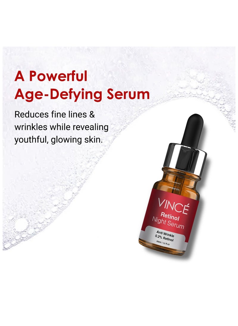 VINCE Retinol Serum – Advanced 0.2% Retinol Anti-Aging Formula – Reduces Deep Wrinkles, Fine Lines & Sun Damage – Boosts Collagen, Tightens Skin, and Enhances Skin Tone for Youthful, Radiant Skin, 30ml  - Image 4