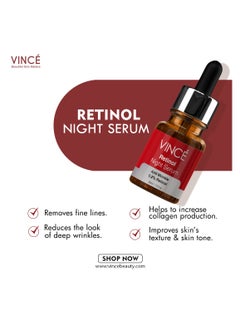 VINCE Retinol Serum – Advanced 0.2% Retinol Anti-Aging Formula – Reduces Deep Wrinkles, Fine Lines & Sun Damage – Boosts Collagen, Tightens Skin, and Enhances Skin Tone for Youthful, Radiant Skin, 30ml  - Image 5