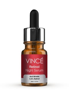 VINCE Retinol Serum – Advanced 0.2% Retinol Anti-Aging Formula – Reduces Deep Wrinkles, Fine Lines & Sun Damage – Boosts Collagen, Tightens Skin, and Enhances Skin Tone for Youthful, Radiant Skin, 30ml  - Image 1