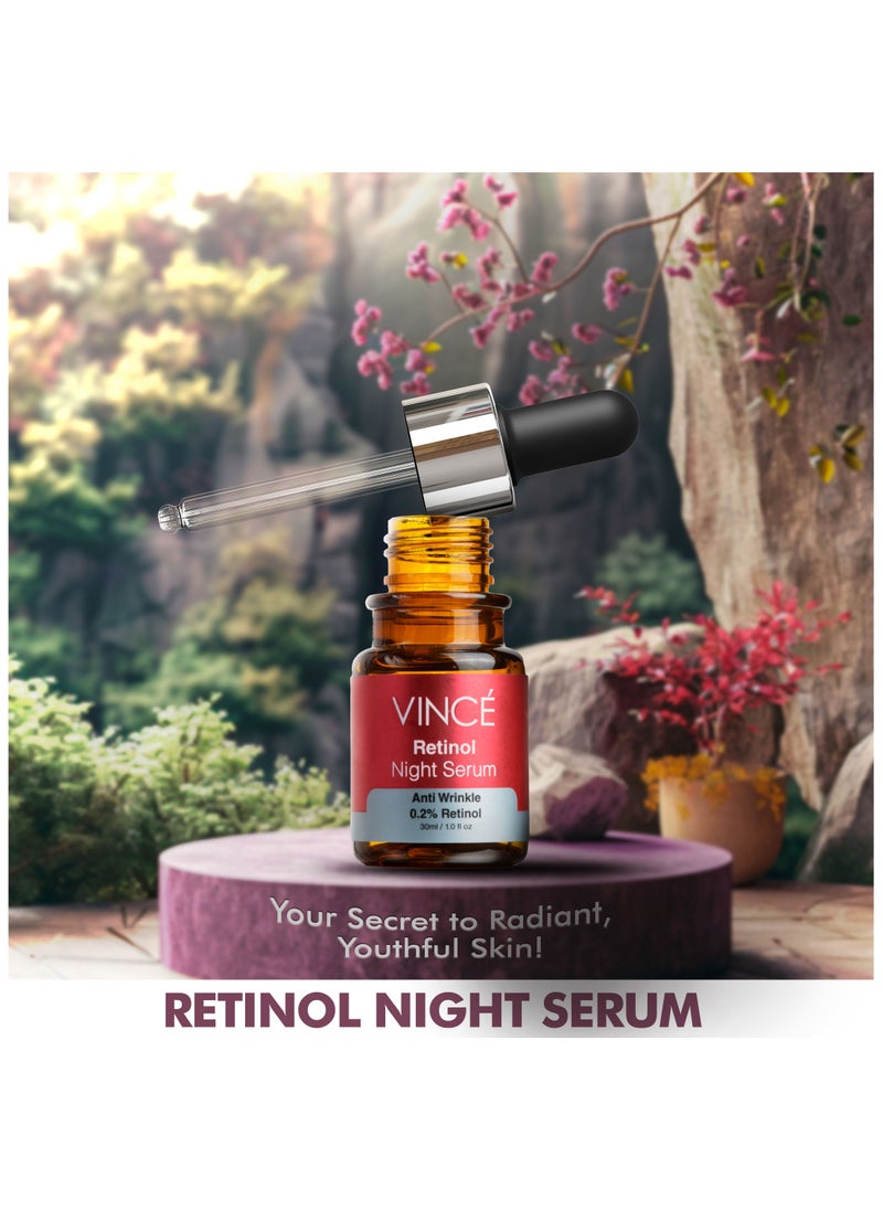 VINCE Retinol Serum – Advanced 0.2% Retinol Anti-Aging Formula – Reduces Deep Wrinkles, Fine Lines & Sun Damage – Boosts Collagen, Tightens Skin, and Enhances Skin Tone for Youthful, Radiant Skin, 30ml  - Image 2