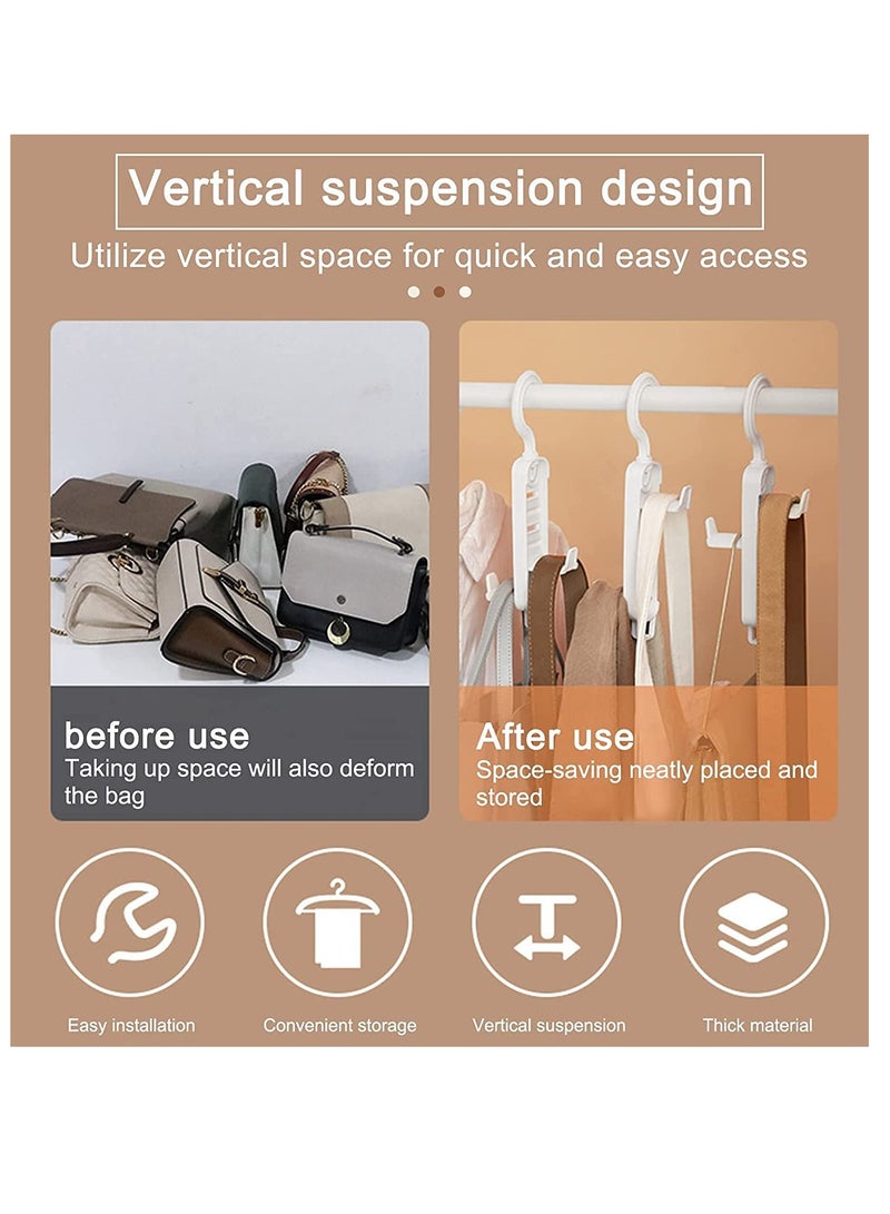 SYOSI Purse Organizer for Closet Women's Purse Hangers Hanging Purse Storage Space Saving Plastic Hooks Durable Purse Rack Handbag Storage and Organizer 2 Pack 8 Hooks (White) - Image 4