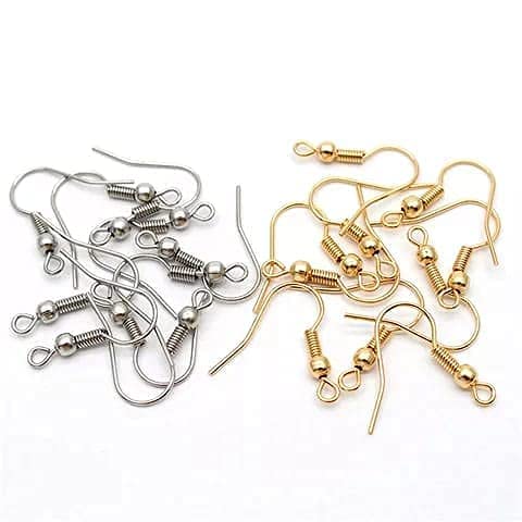 ZILZON Jewellery Making Earring Hook for Silk Thread Jewellary Making Golden and Silver 50 Golden and 50 Silver 100 PicesMetal