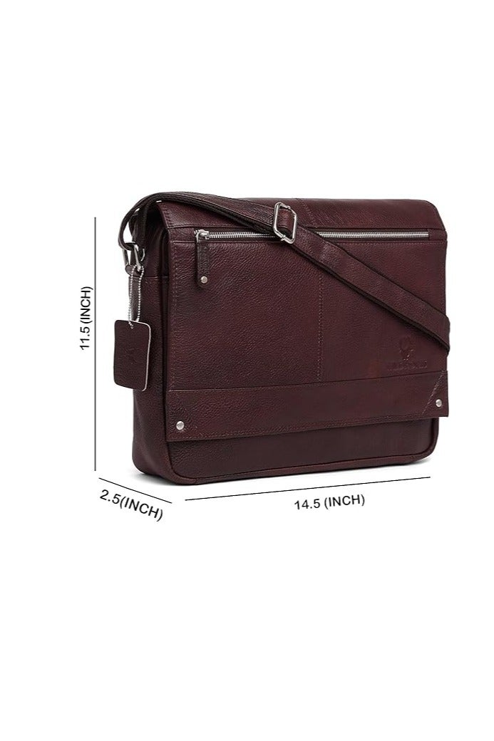 Wildhorn WildHorn Genuine Leather Messenger Bag for Men – 14.5-Inch Laptop Bag with Adjustable Straps & Multiple Compartments – Stylish & Durable Office Bag – 1-Year Warranty - Image 3