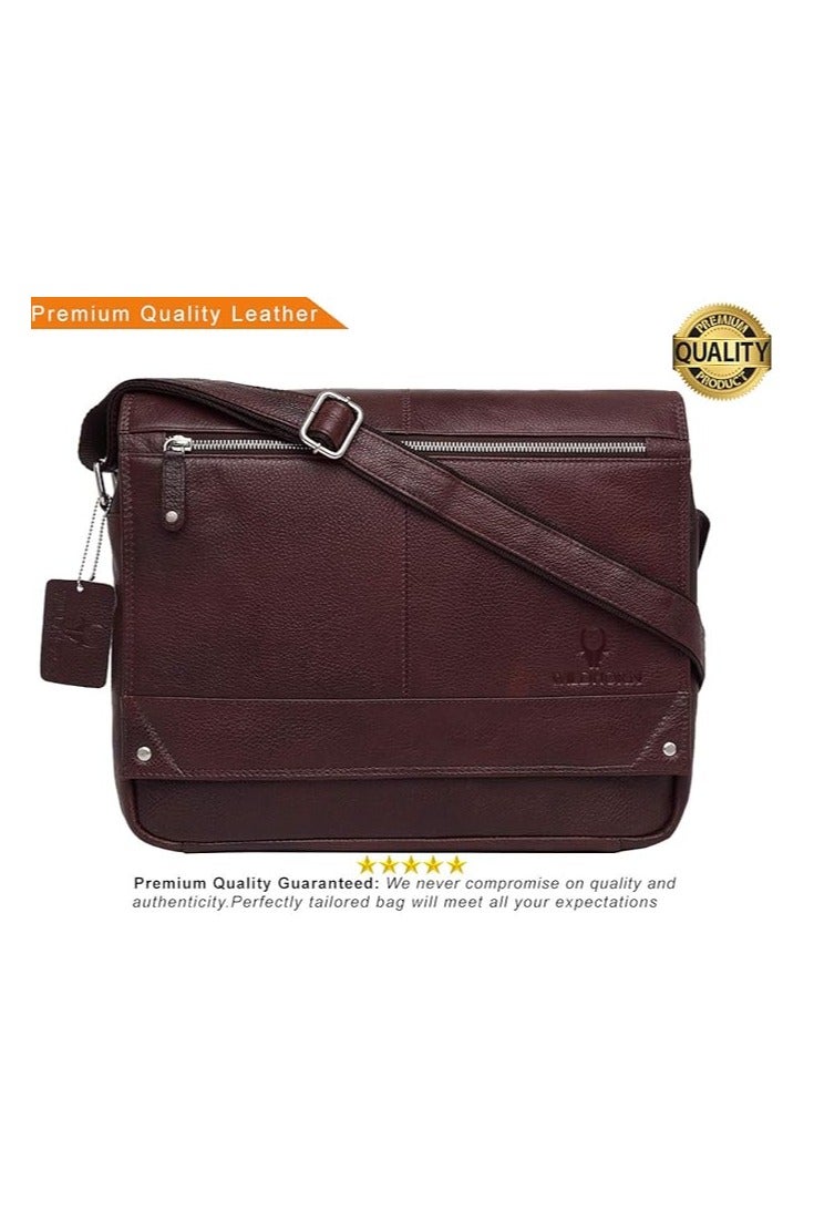 Wildhorn WildHorn Genuine Leather Messenger Bag for Men – 14.5-Inch Laptop Bag with Adjustable Straps & Multiple Compartments – Stylish & Durable Office Bag – 1-Year Warranty - Image 2