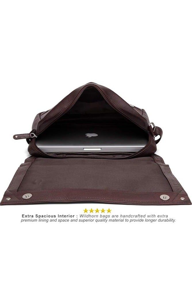 Wildhorn WildHorn Genuine Leather Messenger Bag for Men – 14.5-Inch Laptop Bag with Adjustable Straps & Multiple Compartments – Stylish & Durable Office Bag – 1-Year Warranty - Image 4