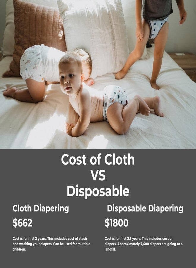 Nora's Nursery Cloth Diapers 7 Pack with 7 Inserts & 1 Wet Bag - Waterproof Cover, Washable, Reusable & One Size Adjustable Pocket Diapers for Newborns and Toddlers-Pacific Neutrals - Image 5