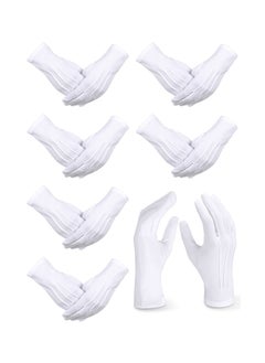 Y&D White Gloves 6 Pairs for Men Women Parade Pallbearer Gloves Nylon Formal Cosplay Party Costume Supplies Police Server Funeral Tuxedo Guard Parade Majorette Dance Uniform  - Image 1