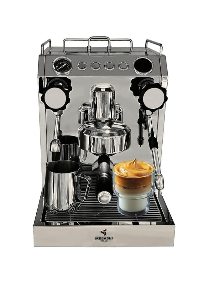 ميباشي MEBASHI Commercial Dual Boiler Coffee Machine, 2.5L Capacity, 15 Bar Pressure, Stainless Steel ME-CCM2055 (2700W) - Image 1