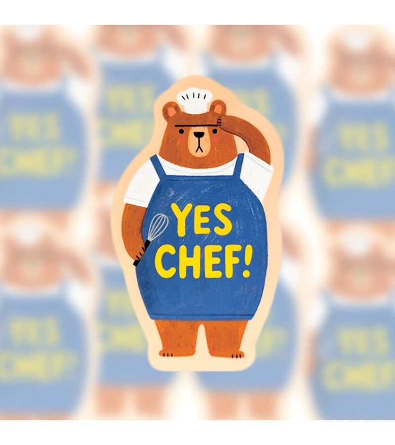 Cute Chef Bear Vinyl Sticker 3.4 Inch For Laptops Water Bottles Adorable Gift - Image 1