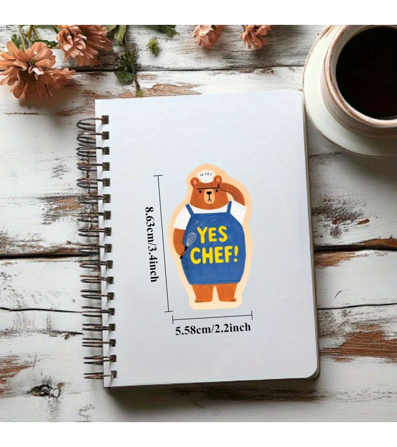 Cute Chef Bear Vinyl Sticker 3.4 Inch For Laptops Water Bottles Adorable Gift - Image 5