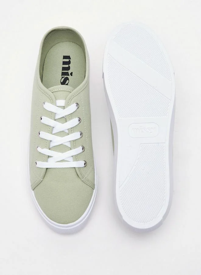 MISSY Solid Canvas Shoes with Lace-Up Closure