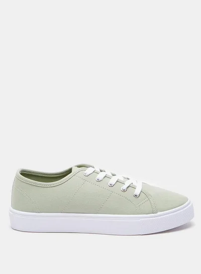 MISSY Solid Canvas Shoes with Lace-Up Closure