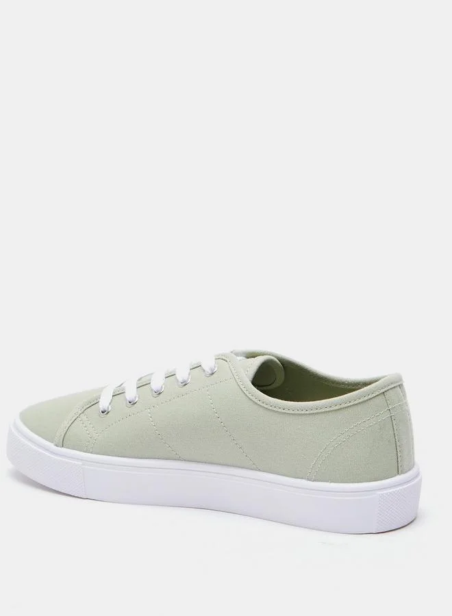 MISSY Solid Canvas Shoes with Lace-Up Closure