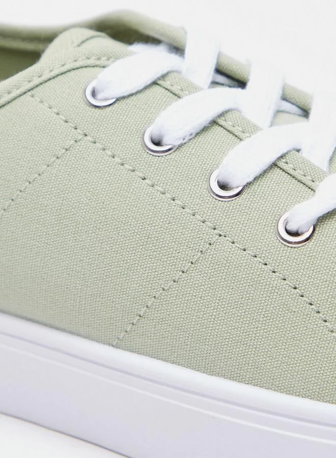 MISSY Solid Canvas Shoes with Lace-Up Closure