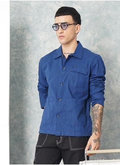 The Indian Garage Co Men Slim Fit Solid Full Sleeves Cutaway Collar Street Wear Over Shirt  - Image 4