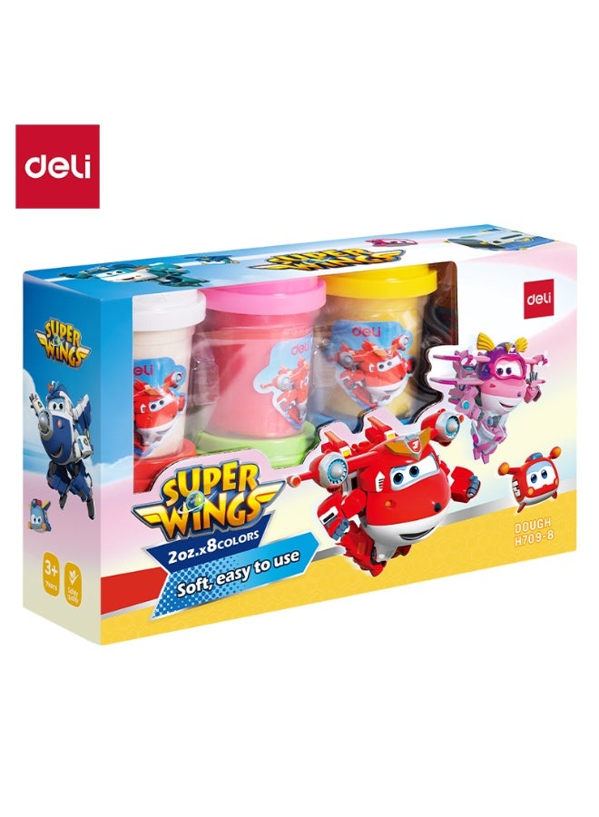 ديلي سوبر وينغز ألوان متنوعة (8 ألوان) – طينية ناعمة وسهلة التشكيل، آمنة للأطفال (56 جرام × 8 قطع) - Image 1