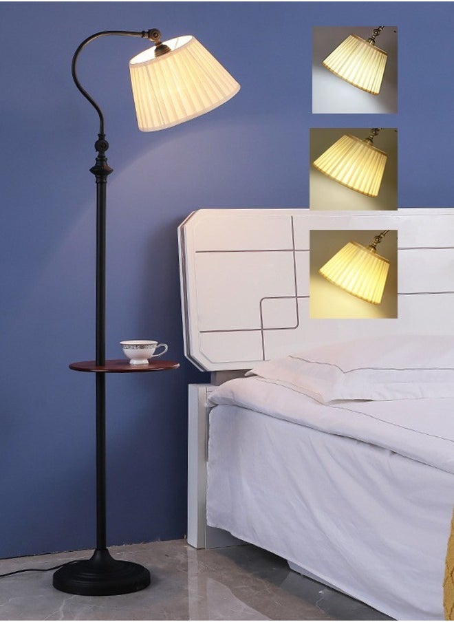 Nordic Adjustable Floor Lamp with Wooden Tray - 3 Color Modes & Wrinkle Fabric Shade for Bedroom, Living Room, Study (Black) - pzsku/Z1DE4362FB5C2CCACBDFFZ/45/_/1736753063/b5652498-687f-4678-81a7-49c433bd929b