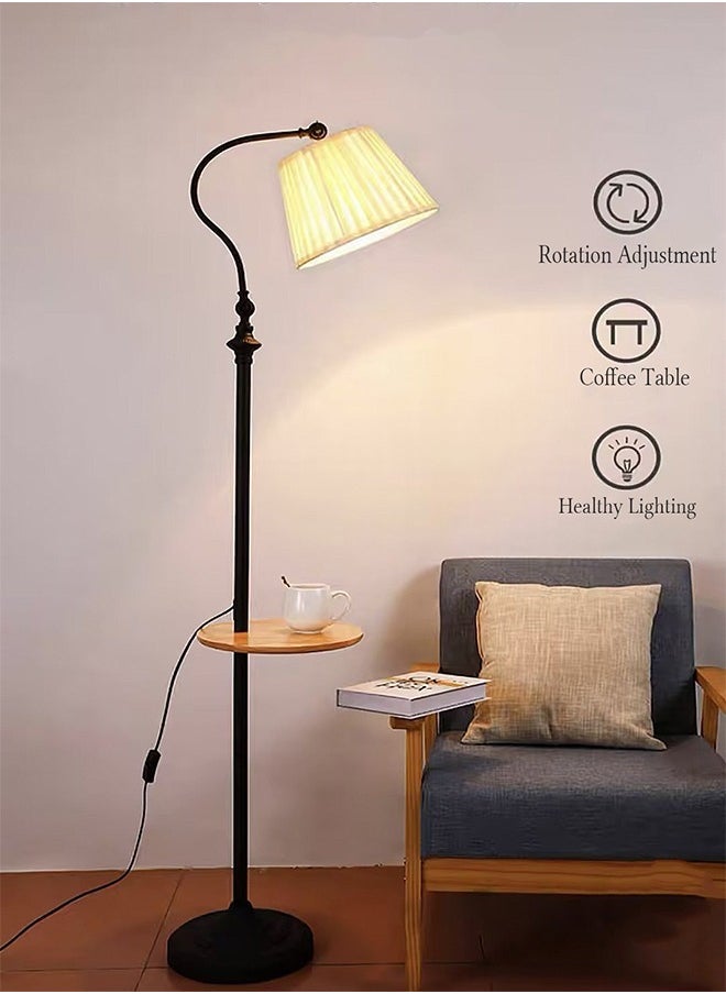 Nordic Adjustable Floor Lamp with Wooden Tray - 3 Color Modes & Wrinkle Fabric Shade for Bedroom, Living Room, Study (Black) - pzsku/Z1DE4362FB5C2CCACBDFFZ/45/_/1736753064/c1691fd6-e908-4a43-9508-e55ffd7aa711
