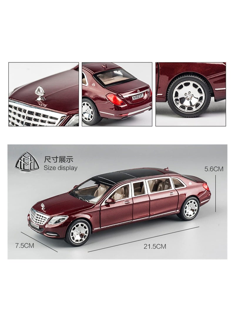 حديقة الألعاب 1:24 محاكاة بمقياس لسيارة مرسيدس مايباخ S600 – نموذج سيارة معدنية بدفع رباعي مع سحب خلفي وصوت وإضاءة – لعبة مجسمة فاخرة - Image 5