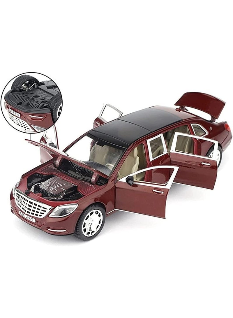 حديقة الألعاب 1:24 محاكاة بمقياس لسيارة مرسيدس مايباخ S600 – نموذج سيارة معدنية بدفع رباعي مع سحب خلفي وصوت وإضاءة – لعبة مجسمة فاخرة - Image 3