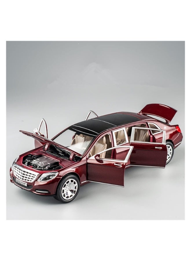 حديقة الألعاب 1:24 محاكاة بمقياس لسيارة مرسيدس مايباخ S600 – نموذج سيارة معدنية بدفع رباعي مع سحب خلفي وصوت وإضاءة – لعبة مجسمة فاخرة - Image 1