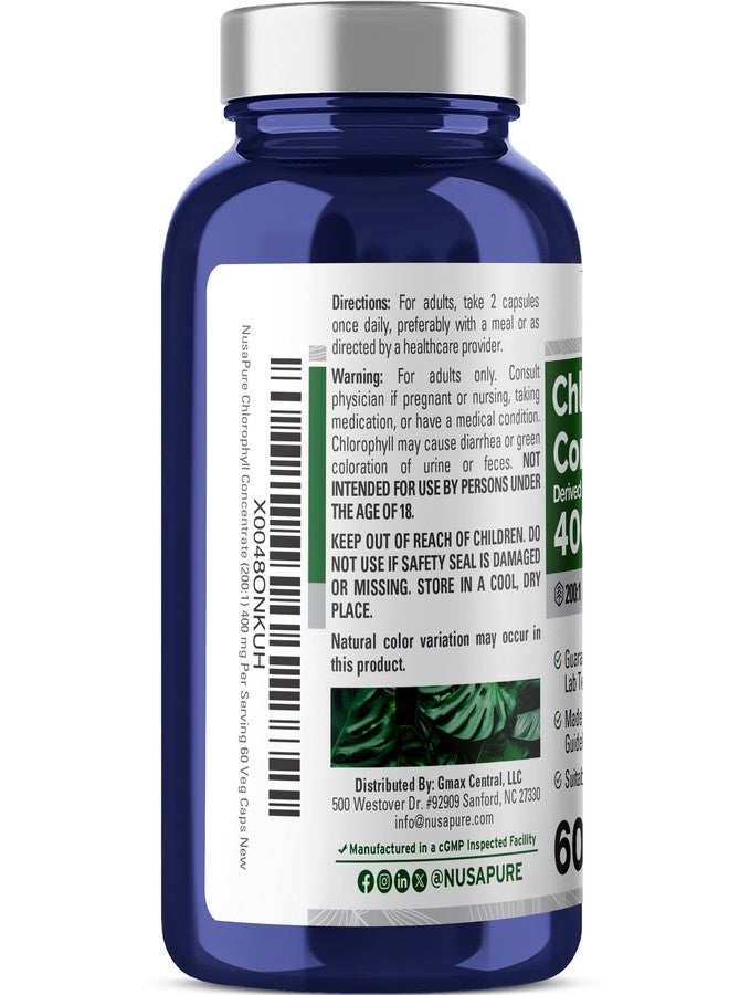NusaPure Chlorophyll Concentrate, Non-GMO, 400mg, 60 Veg Capsules - 30 Servings - Image 3