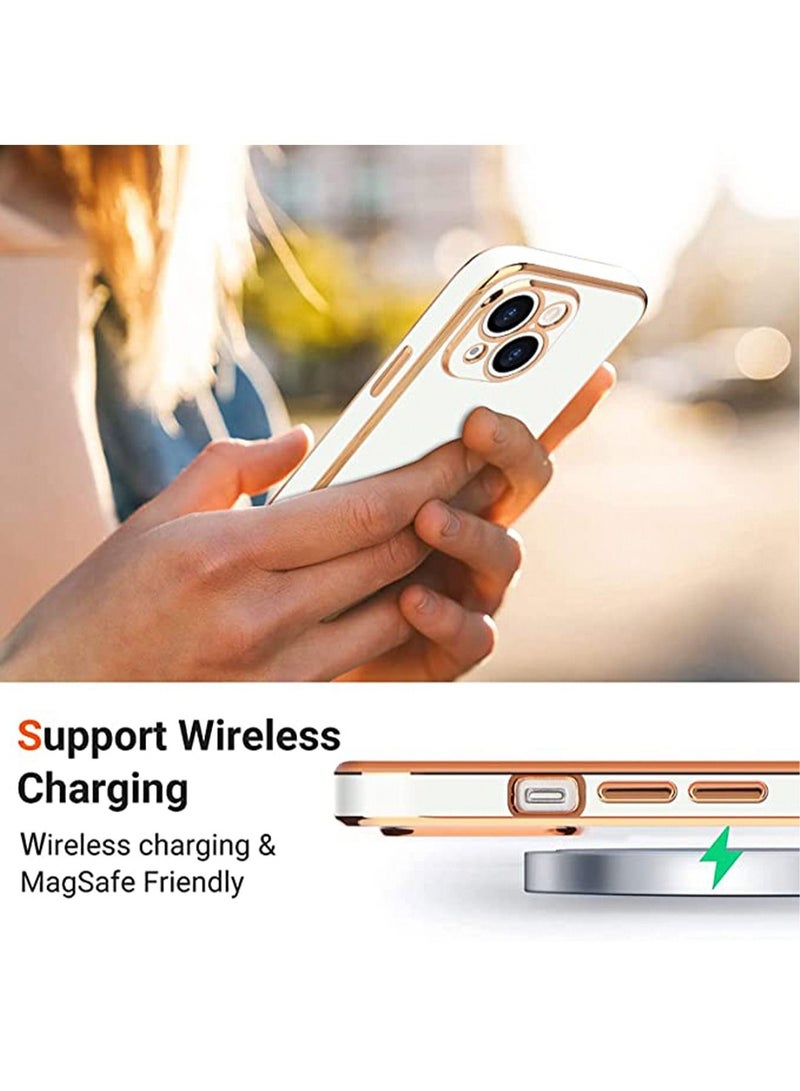 IPhone 14 Plus Phone Case, Love Luxury Electroplated Soft Shiny Back Cover Protection Case, Raised Full Camera Protection Buffer Silicone Shockproof Phone Case, Suitable For IPhone 14 Plus White - Image 5