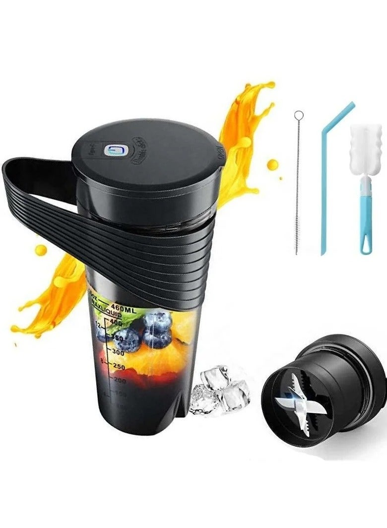 RIYAD GADGETS Portable Juicer Blender: Rechargeable Personal Blender with Four Ultra-Sharp Blades, Perfect for Travel, Gym, and Office (Black) - Image 1