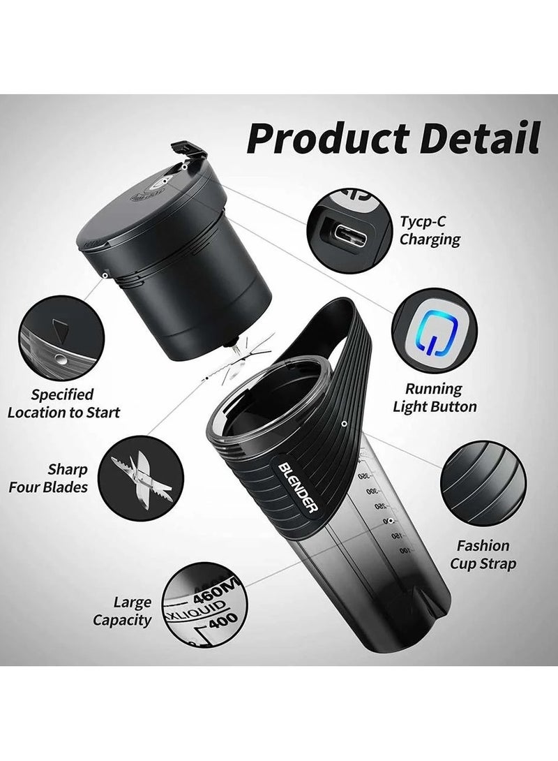 RIYAD GADGETS Portable Juicer Blender: Rechargeable Personal Blender with Four Ultra-Sharp Blades, Perfect for Travel, Gym, and Office (Black) - Image 2