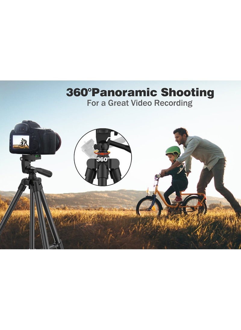 360 Panoramic Swive Tripod Stand ,Extendable, Mini Cell Phone Outdoor Tripod Accessory with Bluetooth Remote and Clip，Portable Pouch, Bluetooth Remote Shutter and Phone Mount for iPhone/Android Phone/Gopros/DSLR Cameras，Perfect for Video Recording/Selfies/Live Stream