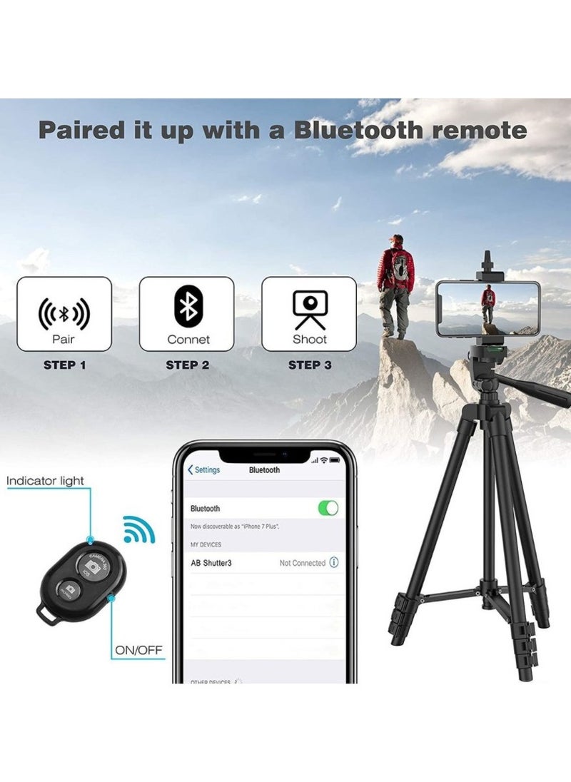 JoyousSto 360 Panoramic Swive Tripod Stand ,Extendable, Mini Cell Phone Outdoor Tripod Accessory with Bluetooth Remote and Clip，Portable Pouch, Bluetooth Remote Shutter and Phone Mount for iPhone/Android Phone/Gopros/DSLR Cameras，Perfect for Video Recording/Selfies/Live Stream  - Image 4