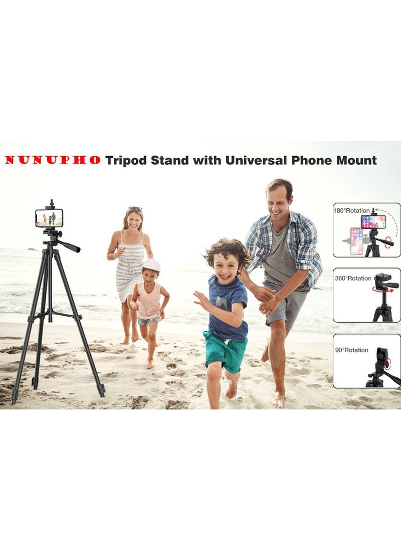 360 Panoramic Swive Tripod Stand ,Extendable, Mini Cell Phone Outdoor Tripod Accessory with Bluetooth Remote and Clip，Portable Pouch, Bluetooth Remote Shutter and Phone Mount for iPhone/Android Phone/Gopros/DSLR Cameras，Perfect for Video Recording/Selfies/Live Stream