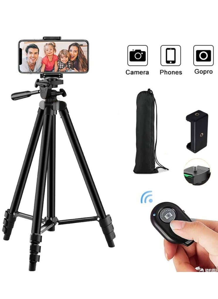 JoyousSto 360 Panoramic Swive Tripod Stand ,Extendable, Mini Cell Phone Outdoor Tripod Accessory with Bluetooth Remote and Clip，Portable Pouch, Bluetooth Remote Shutter and Phone Mount for iPhone/Android Phone/Gopros/DSLR Cameras，Perfect for Video Recording/Selfies/Live Stream  - Image 2