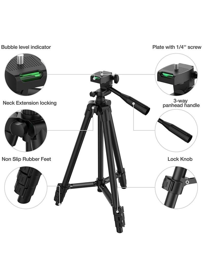 360 Panoramic Swive Tripod Stand ,Extendable, Mini Cell Phone Outdoor Tripod Accessory with Bluetooth Remote and Clip，Portable Pouch, Bluetooth Remote Shutter and Phone Mount for iPhone/Android Phone/Gopros/DSLR Cameras，Perfect for Video Recording/Selfies/Live Stream