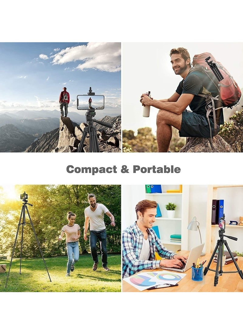 360 Panoramic Swive Tripod Stand ,Extendable, Mini Cell Phone Outdoor Tripod Accessory with Bluetooth Remote and Clip，Portable Pouch, Bluetooth Remote Shutter and Phone Mount for iPhone/Android Phone/Gopros/DSLR Cameras，Perfect for Video Recording/Selfies/Live Stream