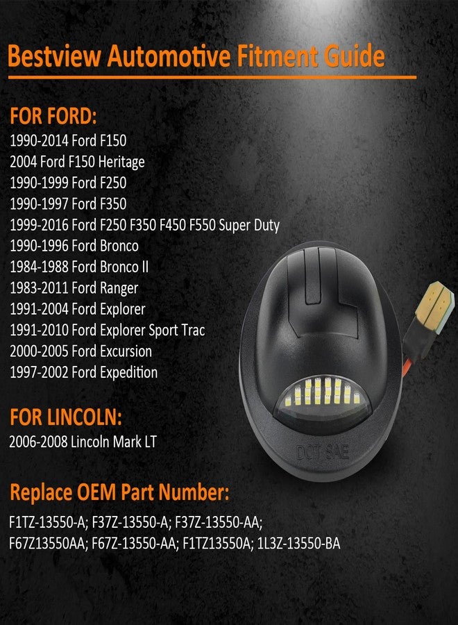 Bestview LED License Plate Lights Tag Lamp Assembly Red OLED Neon Tube for Ford F150 F250 F350 F450 F550 Superduty Explorer Ranger Expedition Excursion Bronco Black Housing 6000K White,Pack of 2 - Image 5