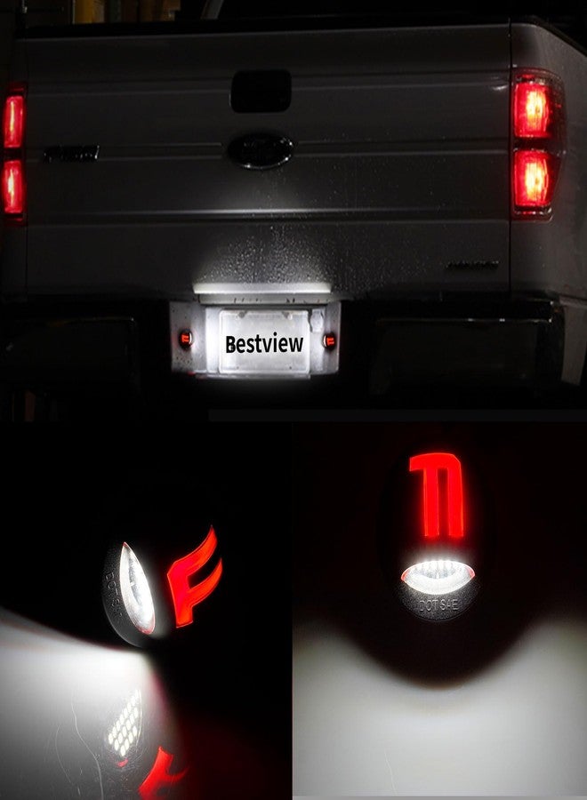 Bestview LED License Plate Lights Tag Lamp Assembly Red OLED Neon Tube for Ford F150 F250 F350 F450 F550 Superduty Explorer Ranger Expedition Excursion Bronco Black Housing 6000K White,Pack of 2 - Image 2