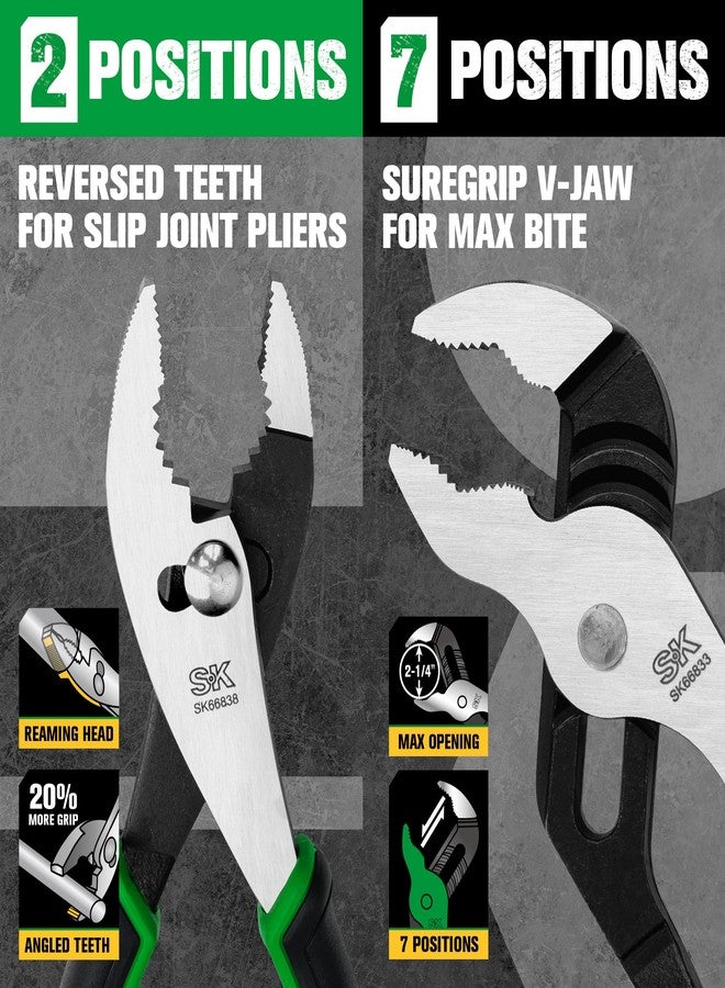 SK 5-Piece Pliers Set, 8" Long Nose, 9.5" Linesman, 8" Slip Joint, 8" Diagonal, and 10" Groove Joint, Premium CR-V Construction, with EVA Foam Tool Organizer - Image 4