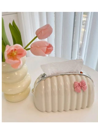 Chic tissue box with a women's handbag design for distributing and storing tissues, made of high-quality materials and equipped with a zipper for ease of use, ideal for completing the elegance of the salon and office. IR - pzsku/Z1DE45E1DE25A858685C4Z/45/_/1725957196/9aed1cdc-faf7-46cd-9127-ad0b4c0b457b
