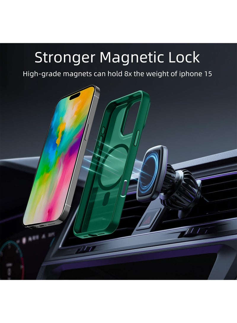Wtech Apple iPhone 16 Pro Max 2024 Hard Silicone Hybrid Translucent Slim Stylish Magnetic Magsafe Case Cover - Dark Green - Image 3
