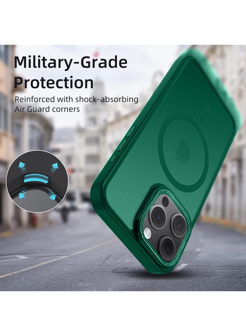 Wtech Apple iPhone 16 Pro Max 2024 Hard Silicone Hybrid Translucent Slim Stylish Magnetic Magsafe Case Cover - Dark Green - Image 4