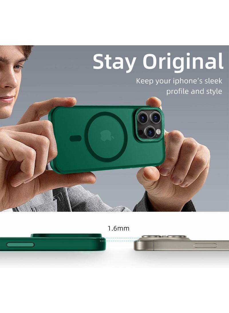 Wtech Apple iPhone 16 Pro Max 2024 Hard Silicone Hybrid Translucent Slim Stylish Magnetic Magsafe Case Cover - Dark Green - Image 2