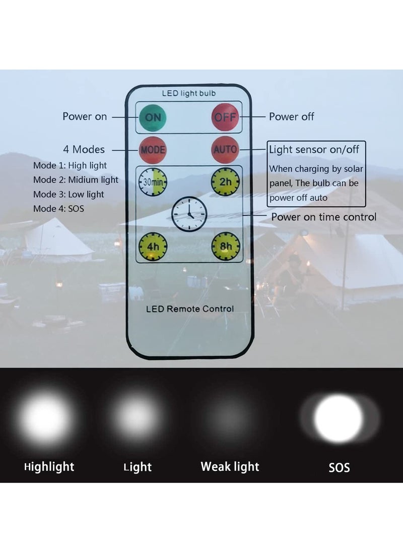SYOSI Solar Light Bulb Remote Control, 350LM Portable Outdoor Solar Powered Lamp LED Lighting for Camp Tent Night Fishing Emergency Lights Flash (Pack of 2+Remote Control) - Image 3