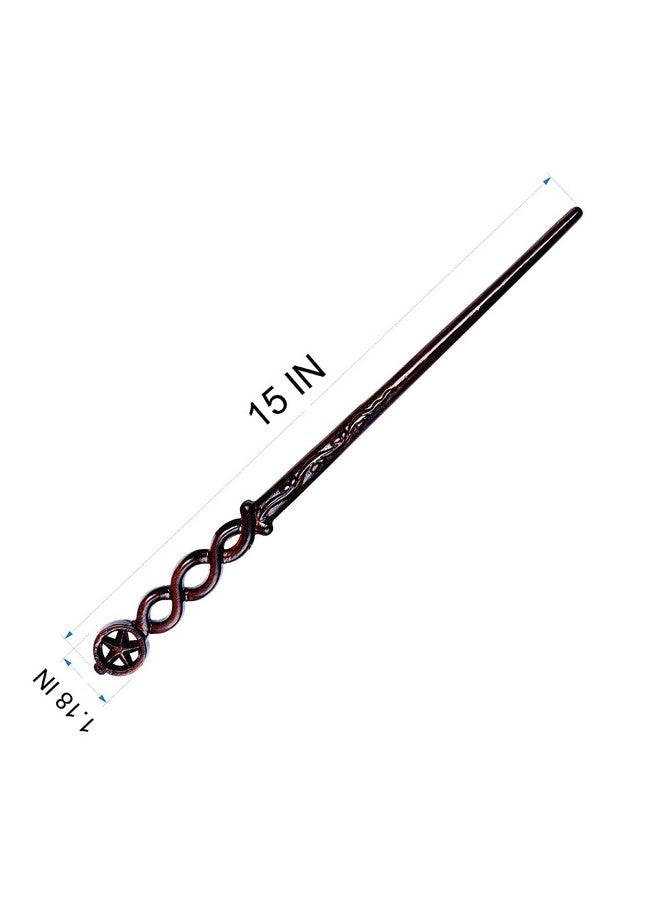 عصا ساحرة خشبية منحوتة يدويًا/عصا ساحرة من الخشب الحقيقي مقاس 15 بوصة للساحرات/هدية سحرية للهالوين وعيد الميلاد وحفلات أعياد الميلاد/نجمة عصا خشبية (S5) - Image 5